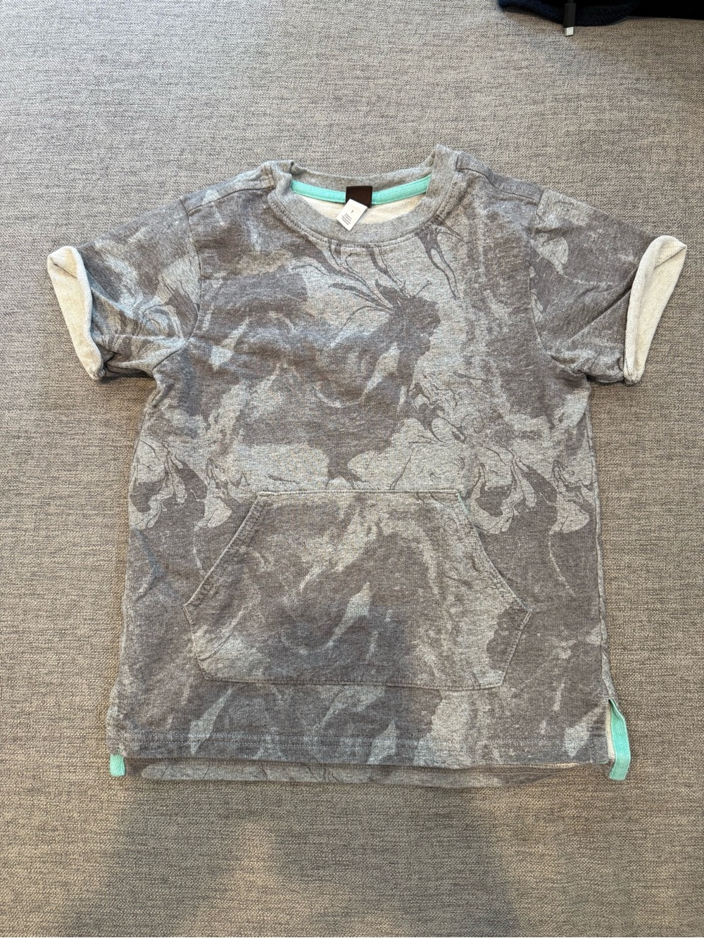 Tea Collection Grey Marble-Print Short Sleeve Tee Boys size 7